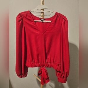 Express Red Women's Top With Tie Bottom